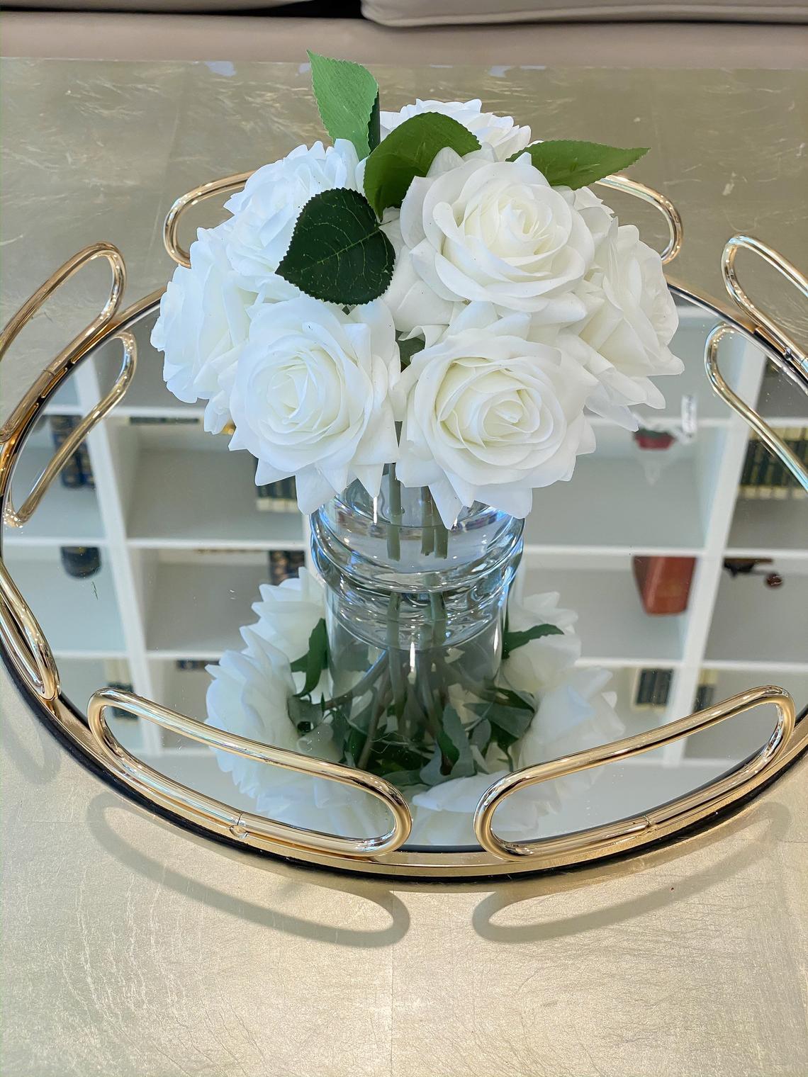Real Touch Peach Orange Roses Arrangement Cylinder - Flovery