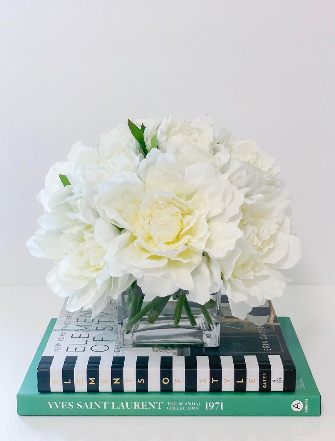 White Peonies in Vase - Flovery
