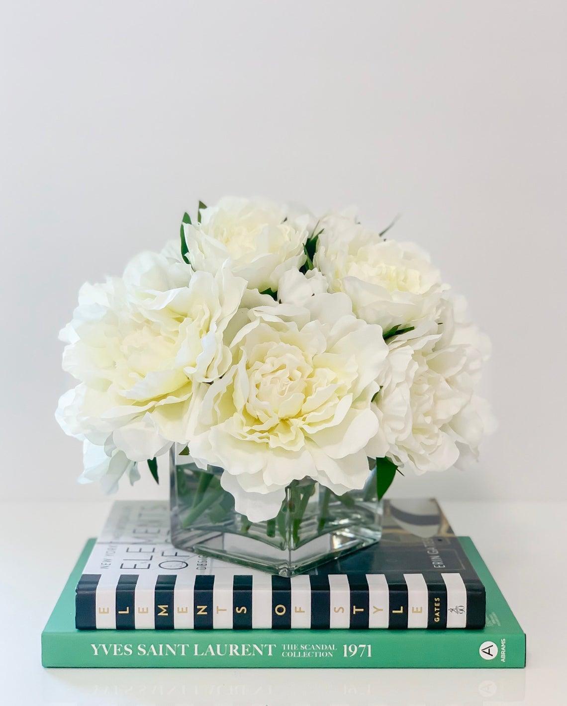 White Peonies in Vase - Flovery