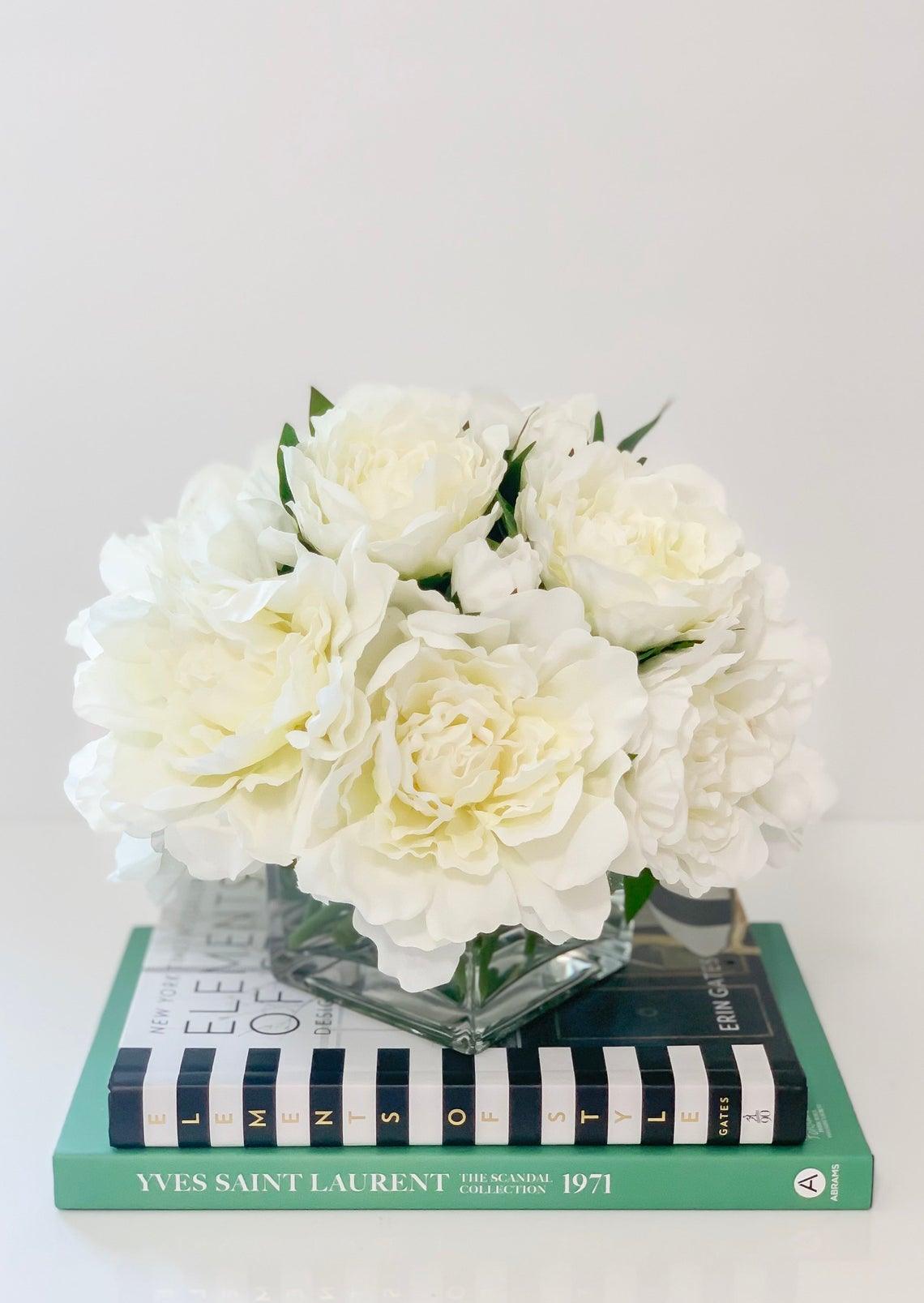 White Peonies in Vase - Flovery