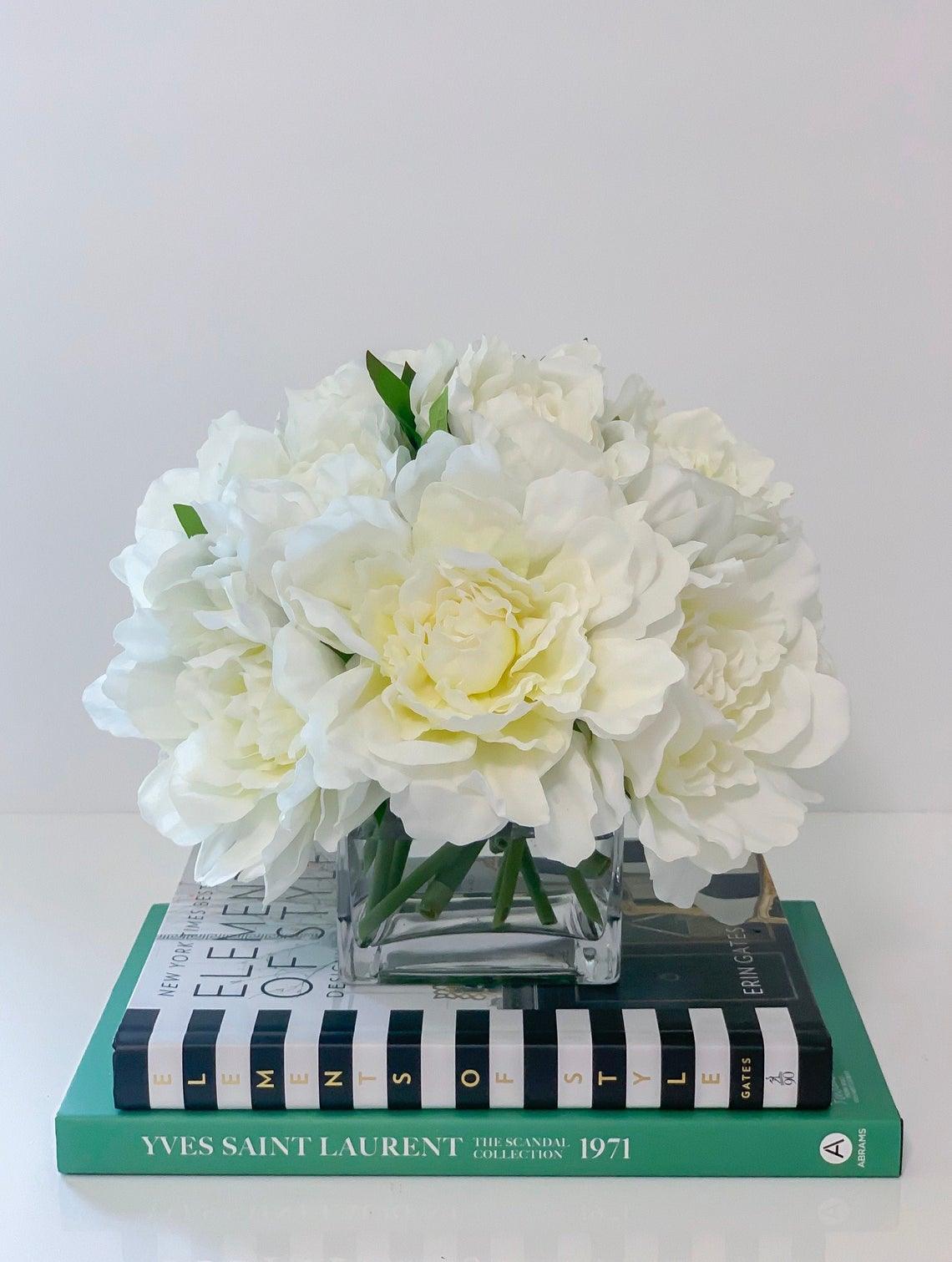 White Peonies in Vase - Flovery