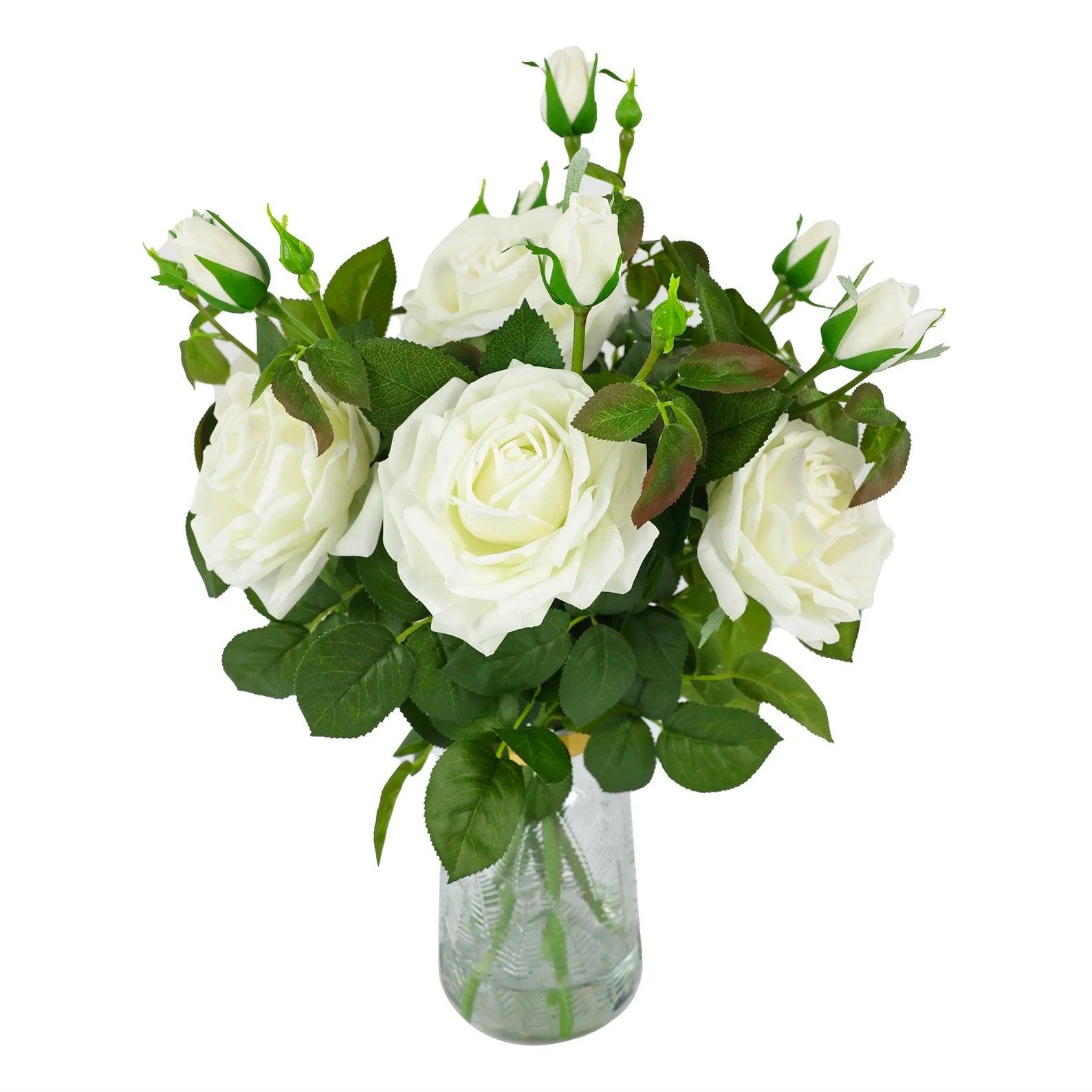 Large Real Touch Pink White English Roses Centerpiece Secondary image
