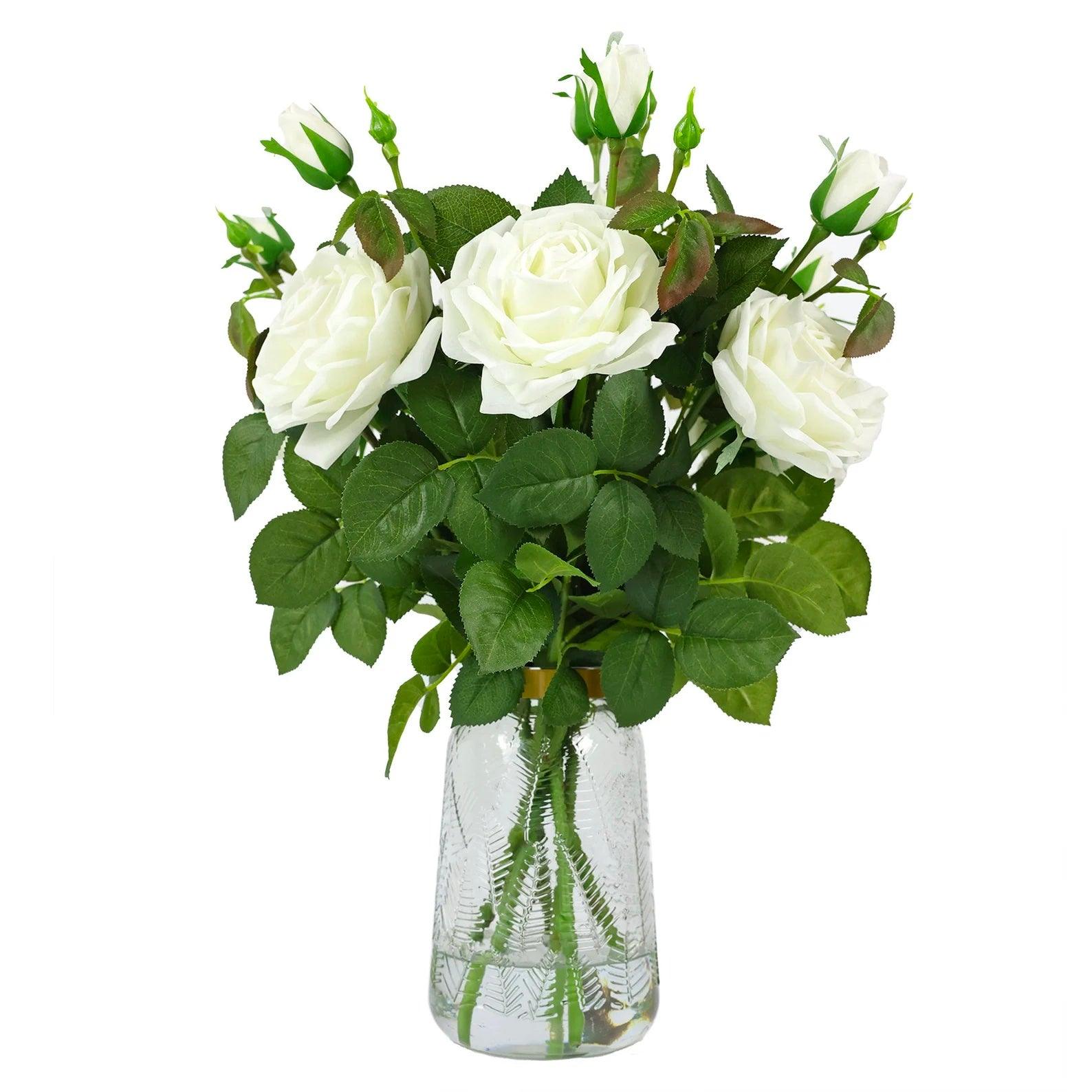 Large Real Touch Pink White English Roses Centerpiece - Flovery